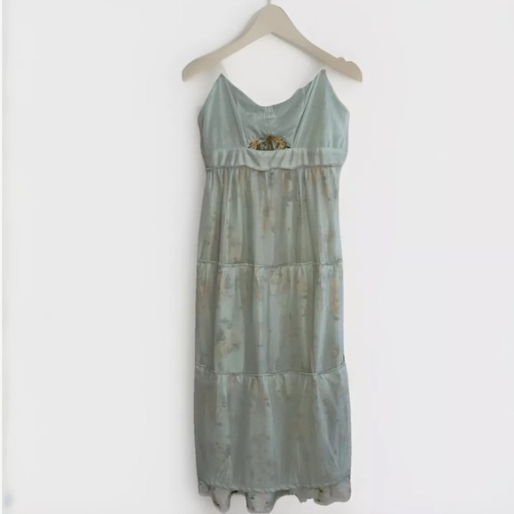 By The River Floral tiered, spaghetti strap,  smocked back maxi dress Large NWT - Picture 10 of 13